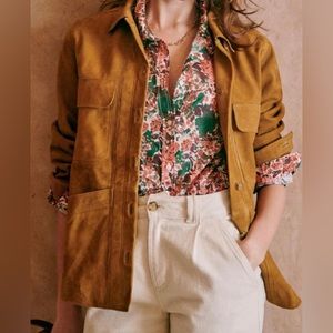 Sezane Tan Leather Jacket
